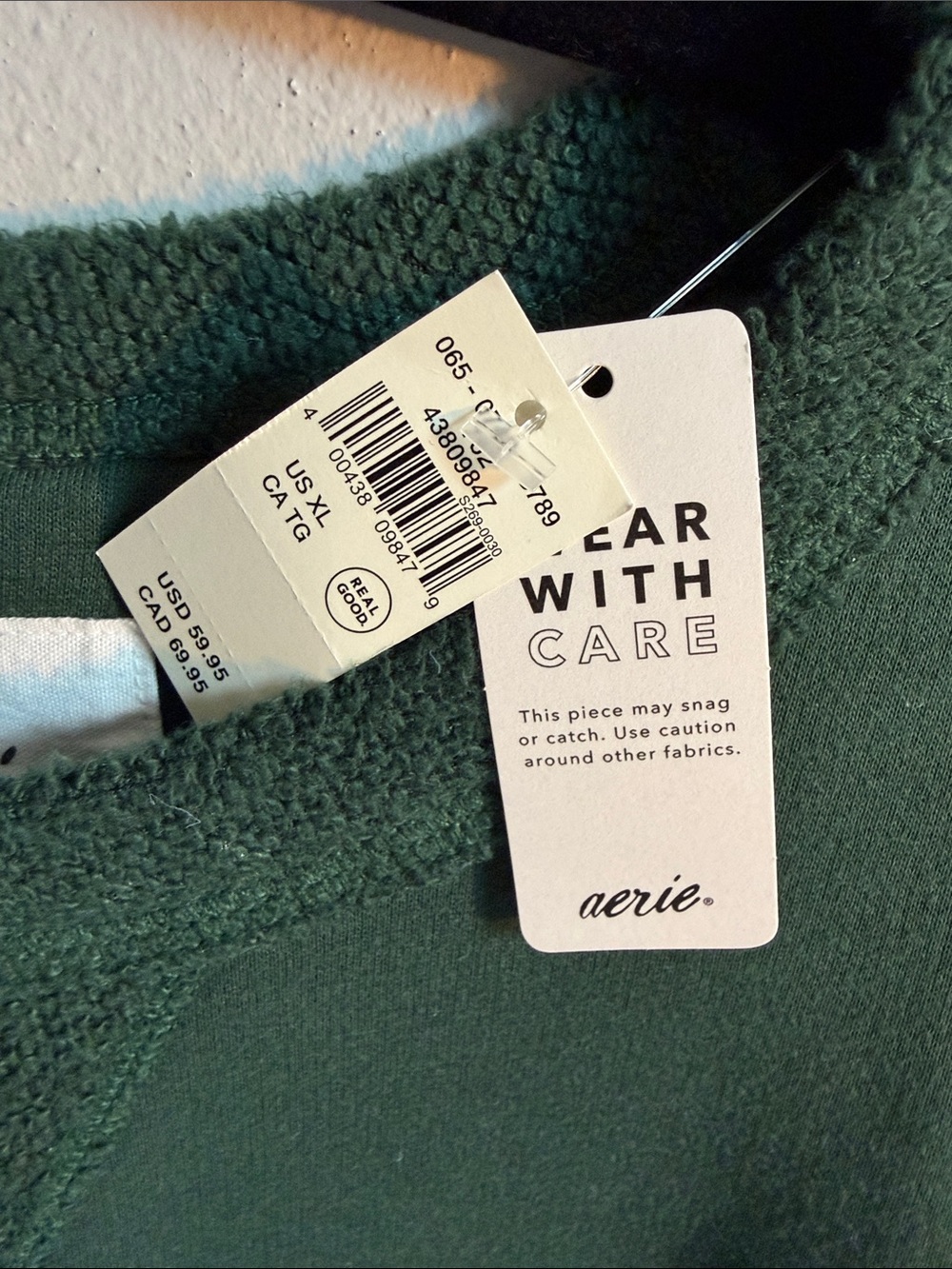 Aerie Woman's Forest Green Crewneck Sweatshirt Size XL NWT - Picture 2 of 5